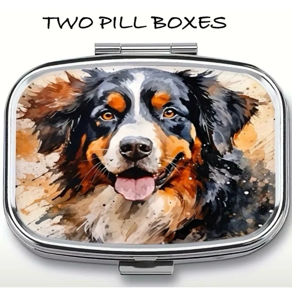 Pill Organizer with Mirror Interior featuring cute Dog design (3 per order)
